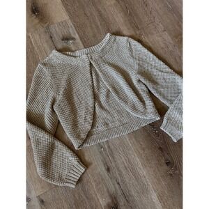 Tibi‎ Gold Knit Crop Shawl Top Size S